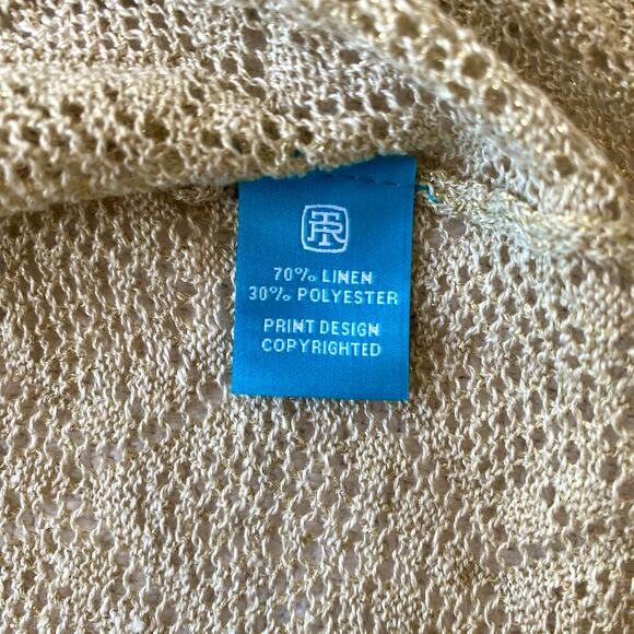 Tori Richard Metallic Gold Linen Blend Open Knit Tunic Sweater Small NWT - Picture 7 of 8